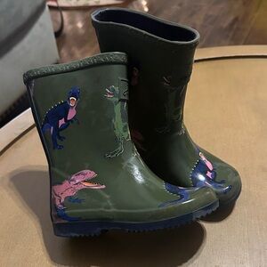 Kids JOULES Green Dinosaur Rain Boots